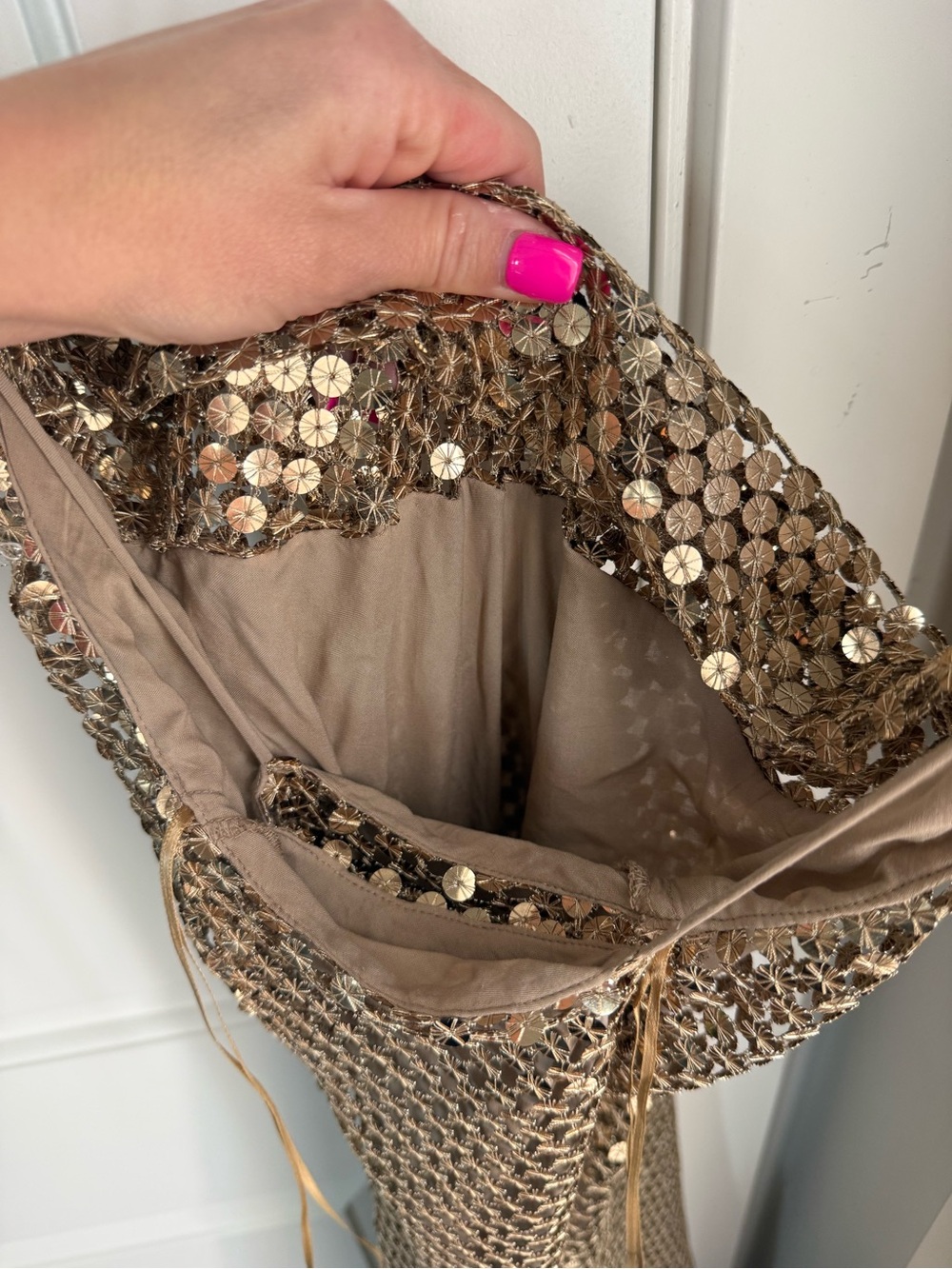 Zara Metallic Gold Chainmail Slip Maxi Dress - Picture 12 of 13
